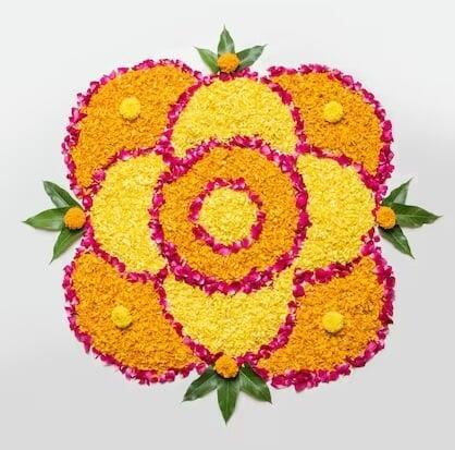 Easy Flower Rangoli Idea for Diwali